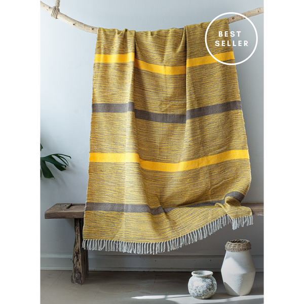 Soma Throw -Stripped Mustard