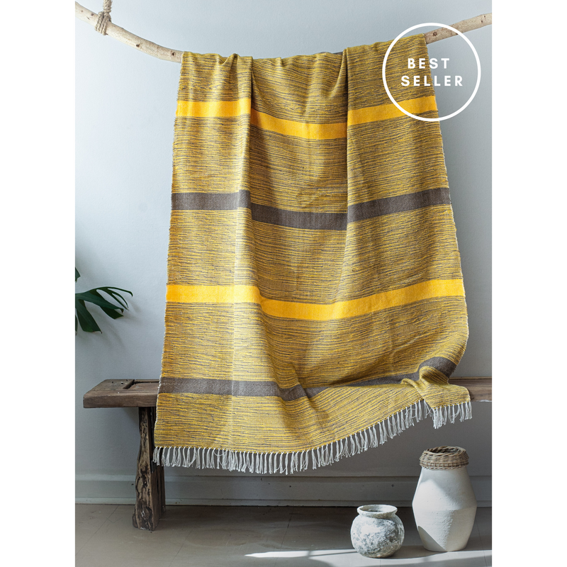 Soma Throw -Stripped Mustard